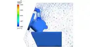 CFD velocity analysis showing airflow movement in a old motor placement inside an isolator