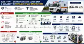 Ambulance truck drawing standardization showing before and after documentation and manufacturing workflow