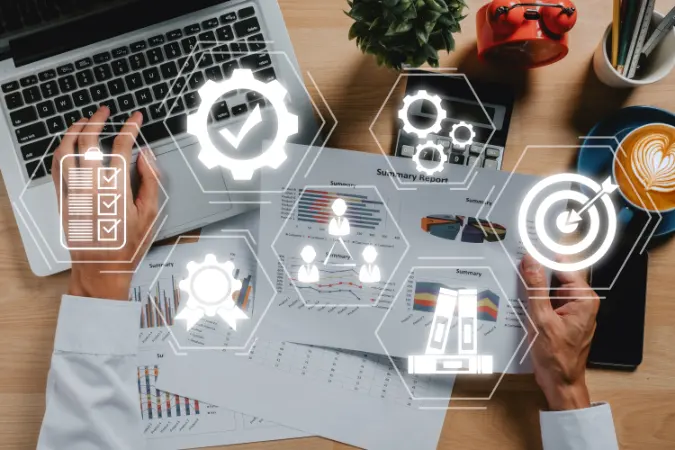 Product Lifecycle Management system connecting CAD, engineering, manufacturing, and product information